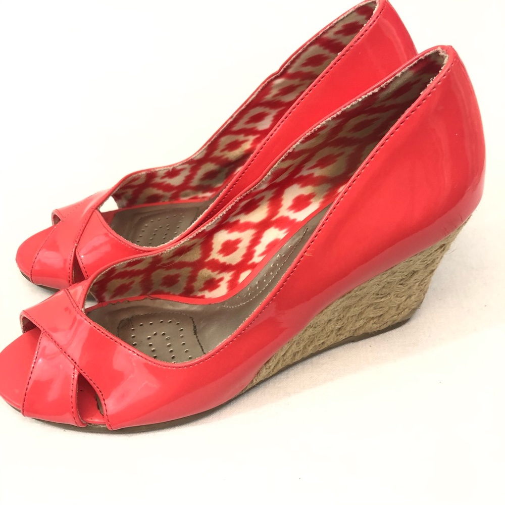 Dex Flex Comfort wedge shoes Peep Toe Pink